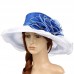 White Blue Kentucky Derby Hat  Ladies Floral Wide Brim for Wedding Church 192066461373 eb-81043428